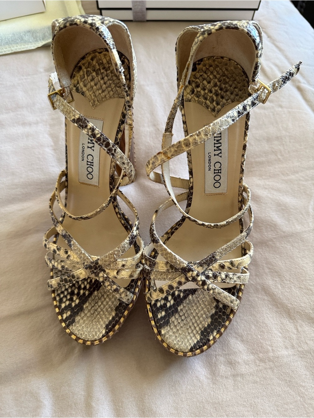 JIMMY CHOO | Zena Platform Clear Stiletto Heel Python Snake Size EU 38 US 8
